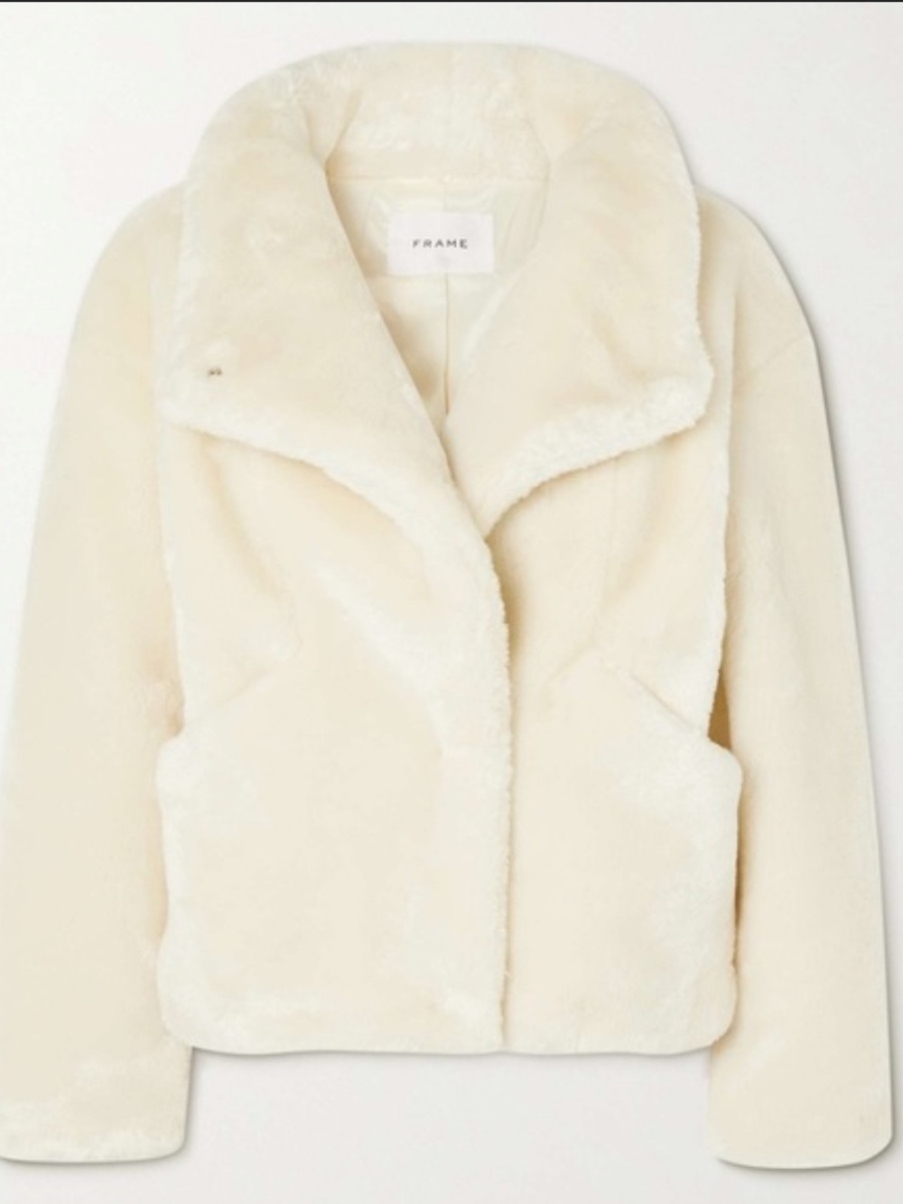 Frame Denim Cream Teddy Faux Shearling Jacket